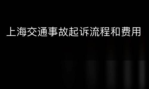 上海交通事故起诉流程和费用