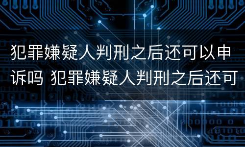 犯罪嫌疑人判刑之后还可以申诉吗 犯罪嫌疑人判刑之后还可以申诉吗怎么办