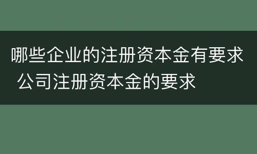哪些企业的注册资本金有要求 公司注册资本金的要求