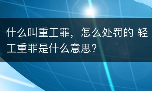 什么叫重工罪，怎么处罚的 轻工重罪是什么意思?