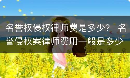 名誉权侵权律师费是多少？ 名誉侵权案律师费用一般是多少