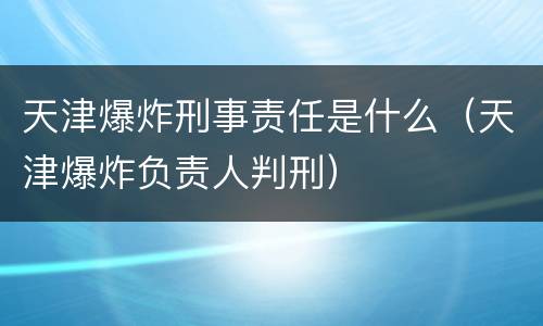 天津爆炸刑事责任是什么（天津爆炸负责人判刑）