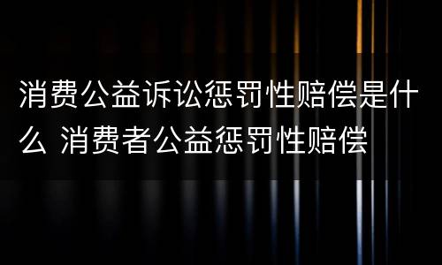 消费公益诉讼惩罚性赔偿是什么 消费者公益惩罚性赔偿