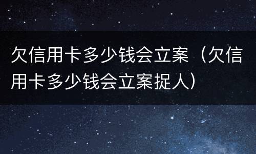 欠信用卡多少钱会立案（欠信用卡多少钱会立案捉人）