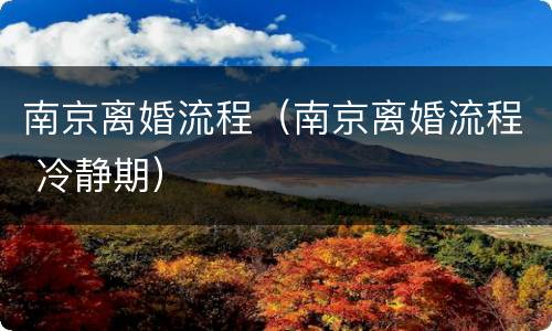 南京离婚流程（南京离婚流程 冷静期）