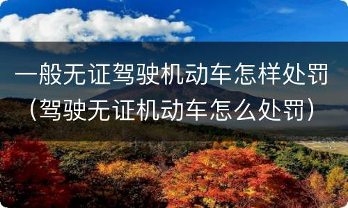 一般无证驾驶机动车怎样处罚（驾驶无证机动车怎么处罚）