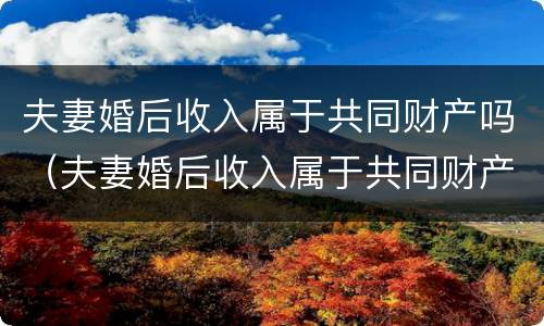 夫妻婚后收入属于共同财产吗（夫妻婚后收入属于共同财产吗知乎）