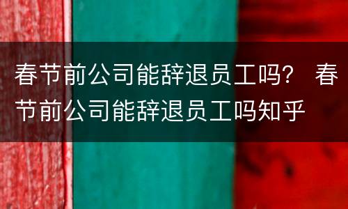 春节前公司能辞退员工吗？ 春节前公司能辞退员工吗知乎