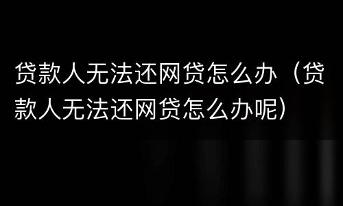 贷款人无法还网贷怎么办（贷款人无法还网贷怎么办呢）
