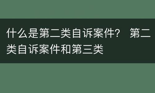 什么是第二类自诉案件？ 第二类自诉案件和第三类