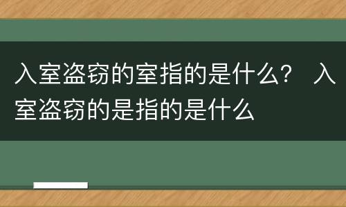 入室盗窃的室指的是什么？ 入室盗窃的是指的是什么