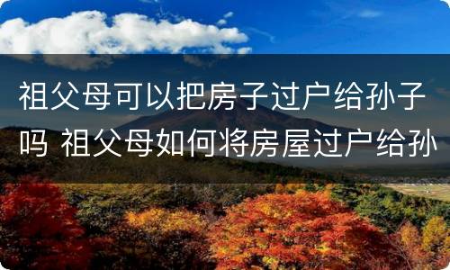 祖父母可以把房子过户给孙子吗 祖父母如何将房屋过户给孙子