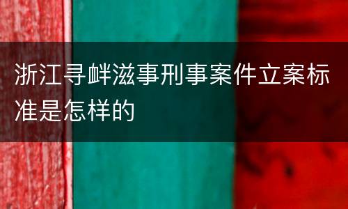 浙江寻衅滋事刑事案件立案标准是怎样的