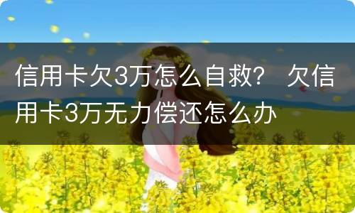 信用卡欠3万怎么自救？ 欠信用卡3万无力偿还怎么办