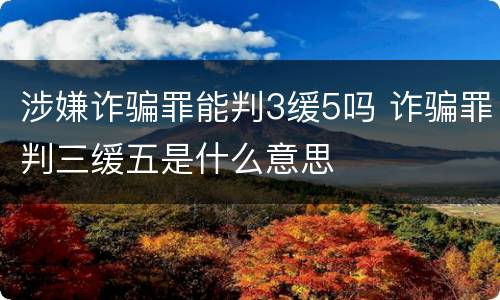 涉嫌诈骗罪能判3缓5吗 诈骗罪判三缓五是什么意思