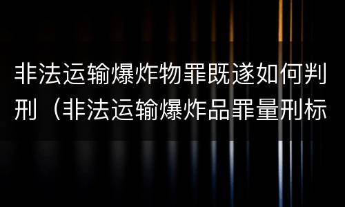 非法运输爆炸物罪既遂如何判刑（非法运输爆炸品罪量刑标准）
