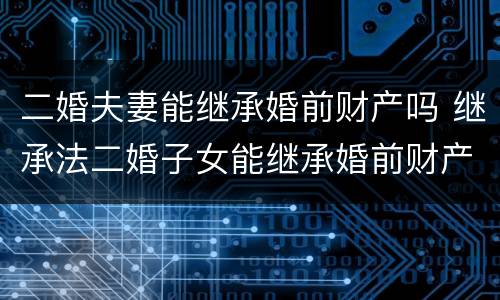二婚夫妻能继承婚前财产吗 继承法二婚子女能继承婚前财产吗