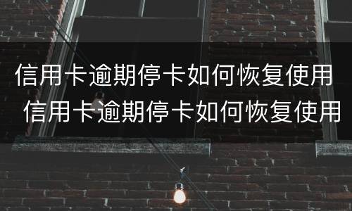 信用卡逾期停卡如何恢复使用 信用卡逾期停卡如何恢复使用记录
