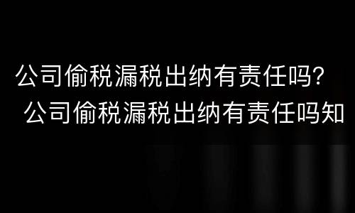 公司偷税漏税出纳有责任吗？ 公司偷税漏税出纳有责任吗知乎
