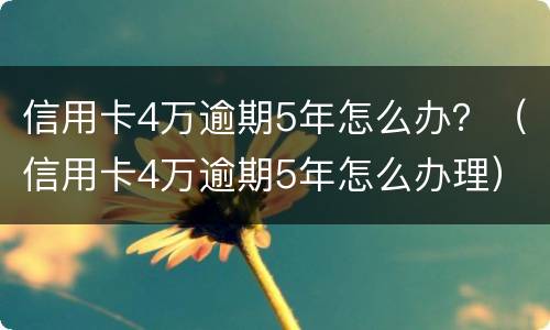 信用卡4万逾期5年怎么办？（信用卡4万逾期5年怎么办理）
