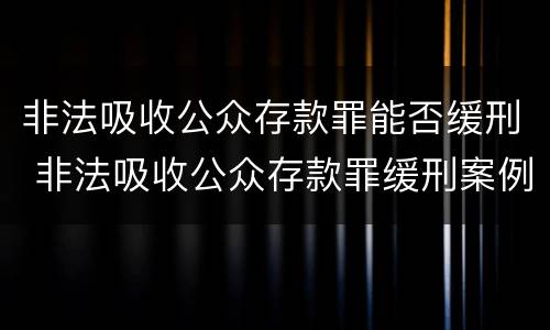 非法吸收公众存款罪能否缓刑 非法吸收公众存款罪缓刑案例