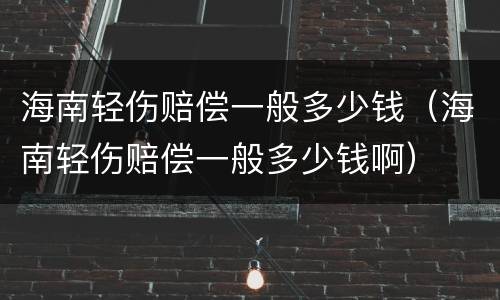 海南轻伤赔偿一般多少钱（海南轻伤赔偿一般多少钱啊）