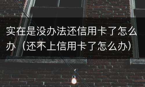 实在是没办法还信用卡了怎么办（还不上信用卡了怎么办）