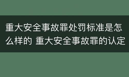 重大安全事故罪处罚标准是怎么样的 重大安全事故罪的认定