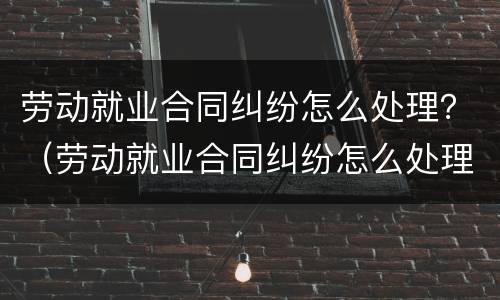 劳动就业合同纠纷怎么处理？（劳动就业合同纠纷怎么处理好）