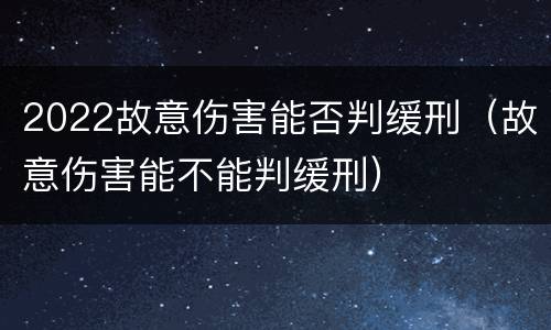2022故意伤害能否判缓刑（故意伤害能不能判缓刑）