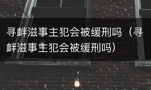 寻衅滋事主犯会被缓刑吗（寻衅滋事主犯会被缓刑吗）