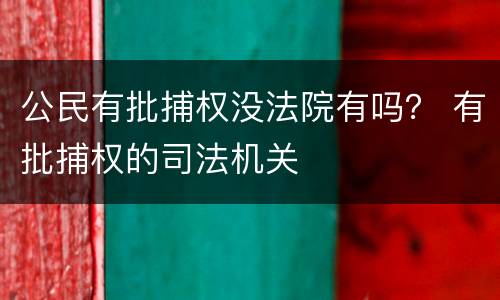 公民有批捕权没法院有吗？ 有批捕权的司法机关