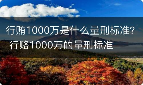 行贿1000万是什么量刑标准？ 行赂1000万的量刑标准