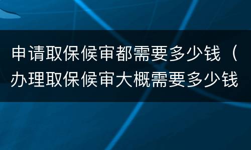 申请取保候审都需要多少钱（办理取保候审大概需要多少钱）