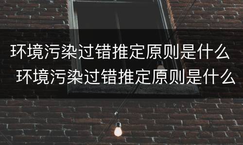 环境污染过错推定原则是什么 环境污染过错推定原则是什么意思