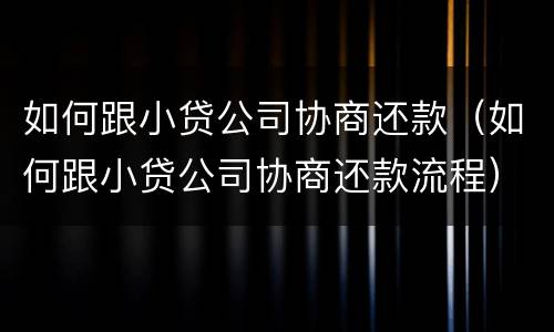 如何跟小贷公司协商还款（如何跟小贷公司协商还款流程）