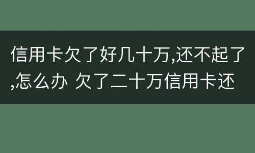 信用卡欠了好几十万,还不起了,怎么办 欠了二十万信用卡还不起怎么办