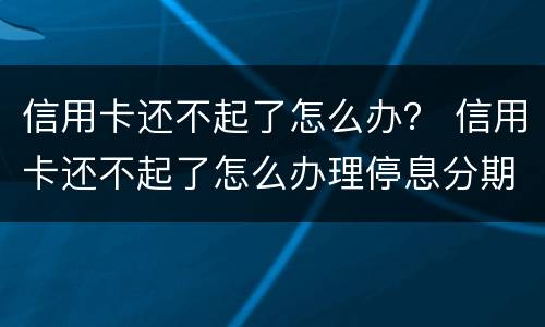 信用卡还不起了怎么办？ 信用卡还不起了怎么办理停息分期