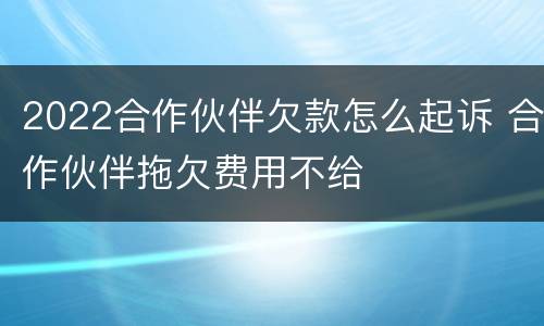 2022合作伙伴欠款怎么起诉 合作伙伴拖欠费用不给
