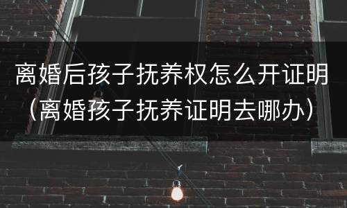 离婚后孩子抚养权怎么开证明（离婚孩子抚养证明去哪办）