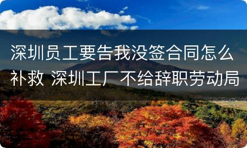 深圳员工要告我没签合同怎么补救 深圳工厂不给辞职劳动局管吗