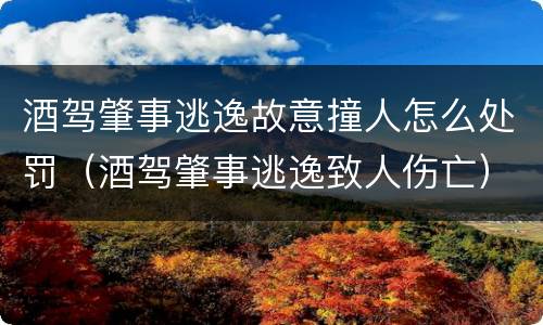 酒驾肇事逃逸故意撞人怎么处罚（酒驾肇事逃逸致人伤亡）