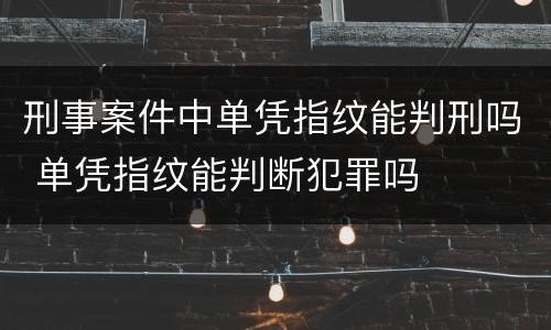 刑事案件中单凭指纹能判刑吗 单凭指纹能判断犯罪吗