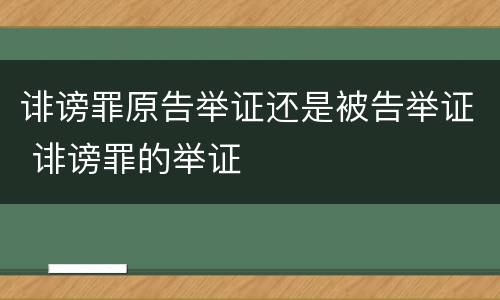 诽谤罪原告举证还是被告举证 诽谤罪的举证