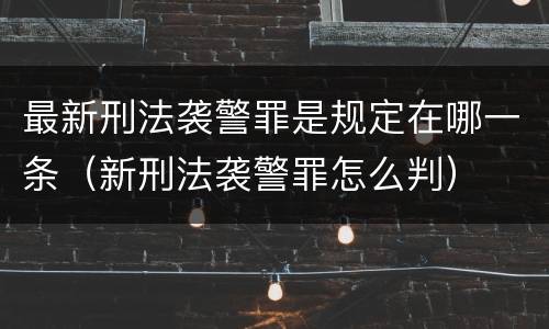 最新刑法袭警罪是规定在哪一条（新刑法袭警罪怎么判）