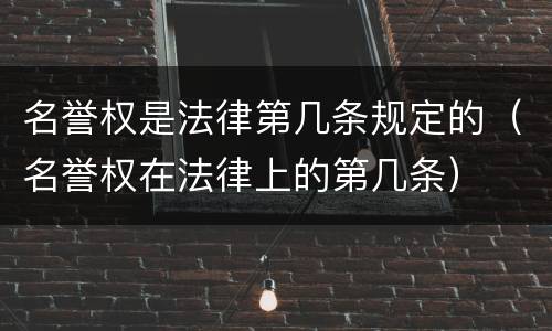 名誉权是法律第几条规定的（名誉权在法律上的第几条）