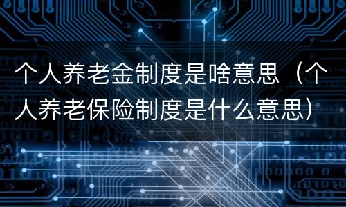 个人养老金制度是啥意思（个人养老保险制度是什么意思）