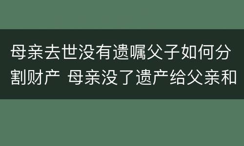 母亲去世没有遗嘱父子如何分割财产 母亲没了遗产给父亲和儿子