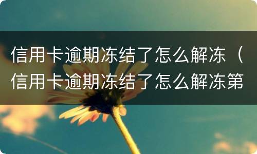 信用卡逾期冻结了怎么解冻（信用卡逾期冻结了怎么解冻第三个月）
