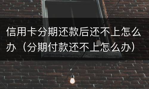 信用卡分期还款后还不上怎么办（分期付款还不上怎么办）